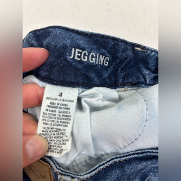 American Eagle Outfitters Women's Deep Blue Jeggings - Size 4 Regular - Picture 3 of 4